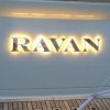 LED boat names - Raven polished stainless steel letters - Gineico Marine